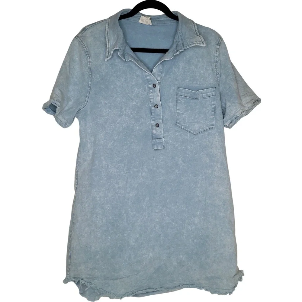 Bibi‎ Women's Shift Dress Denim M Blue Chambray Western Festival